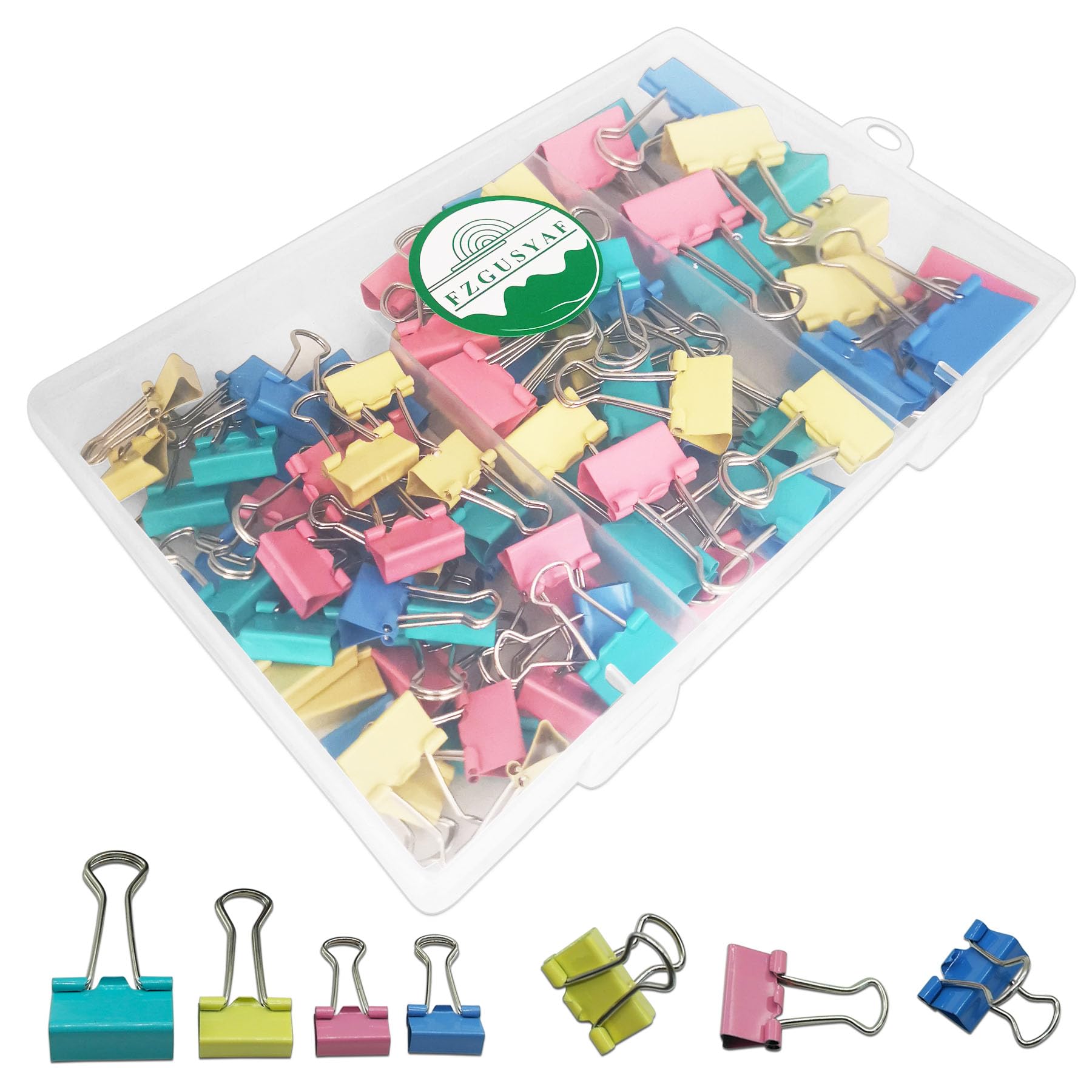FZGUSYAF 85PCS Foldback Clips 15MM 19MM 25MM Assorted Colours Paper Clamps Binder