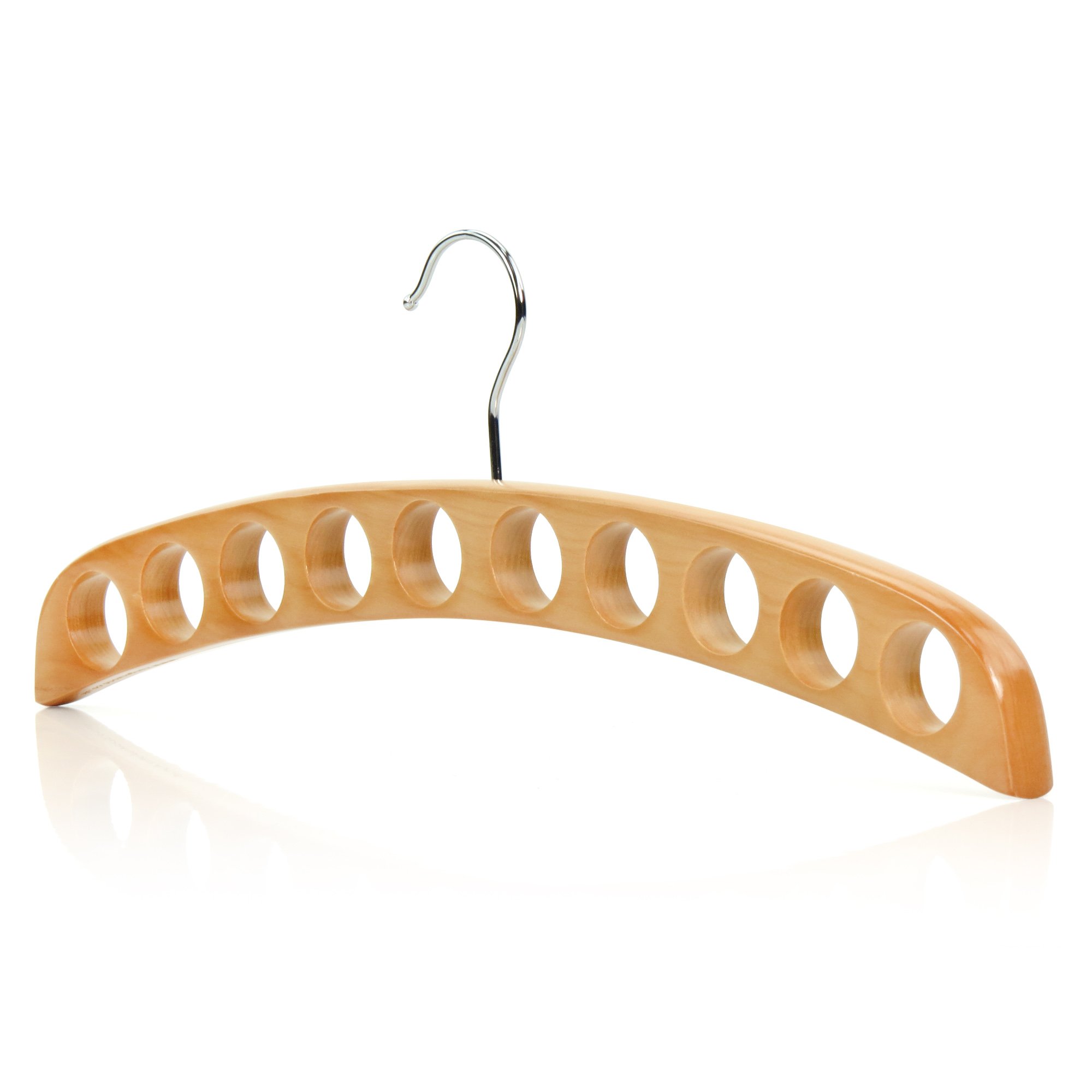 Hangerworld Natural Wooden Scarf Accessory Storage Display Organiser Hanger with Metal Hook