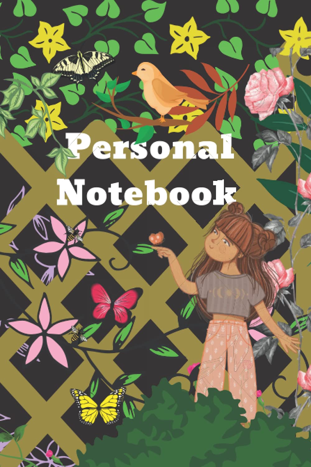 Personal Notebook - Lined Crisp White Paper - Soft Matt Cover -100 Pages, Beautiful Garden Design - Bespoke Style: Bespoke Style Personal Notebook ... White Lined Pages Size 6'' x 9 '' Inches