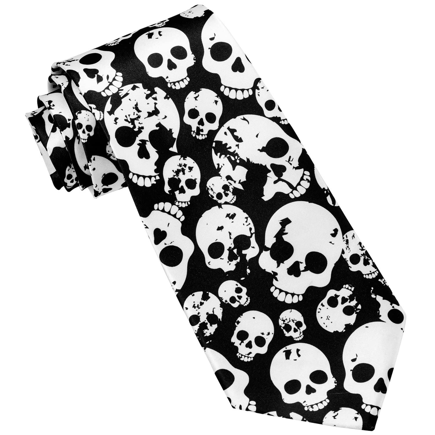 Satin Skull Neckties Accessory for Halloween Fancy Dress