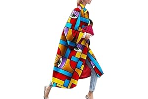 OMZIN Women's Color Block Lapel Collar Trench Coat Colorful Fashion Outerwear Cardigan