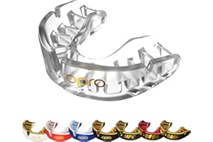 OPRO Gold Level Mouth Guard - Moldable Mouthguard with Premium Comfort Fit, and Multi-Layer Protection for Boxing, MMA, Rugby, Hockey, and Football Mouthpiece – Includes Case (Clear, Adult)
