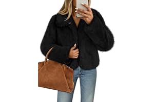 MEROKEETY Women's 2025 Winter Coats Furry Faux Fur Jackets Long Sleeve Coat Trendy Warm Outerwear with Pockets