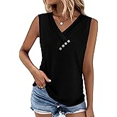 Sampeel Tank Top for Women Summer Button Down V Neck T Shirts Sleeveless Loose Fit Fashion Tops 2026