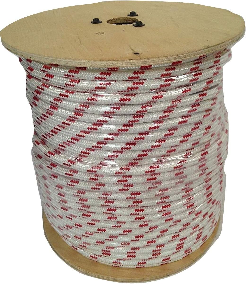 Double Braid Polyester Rope 1/2 Inch by 600 Feet White Red