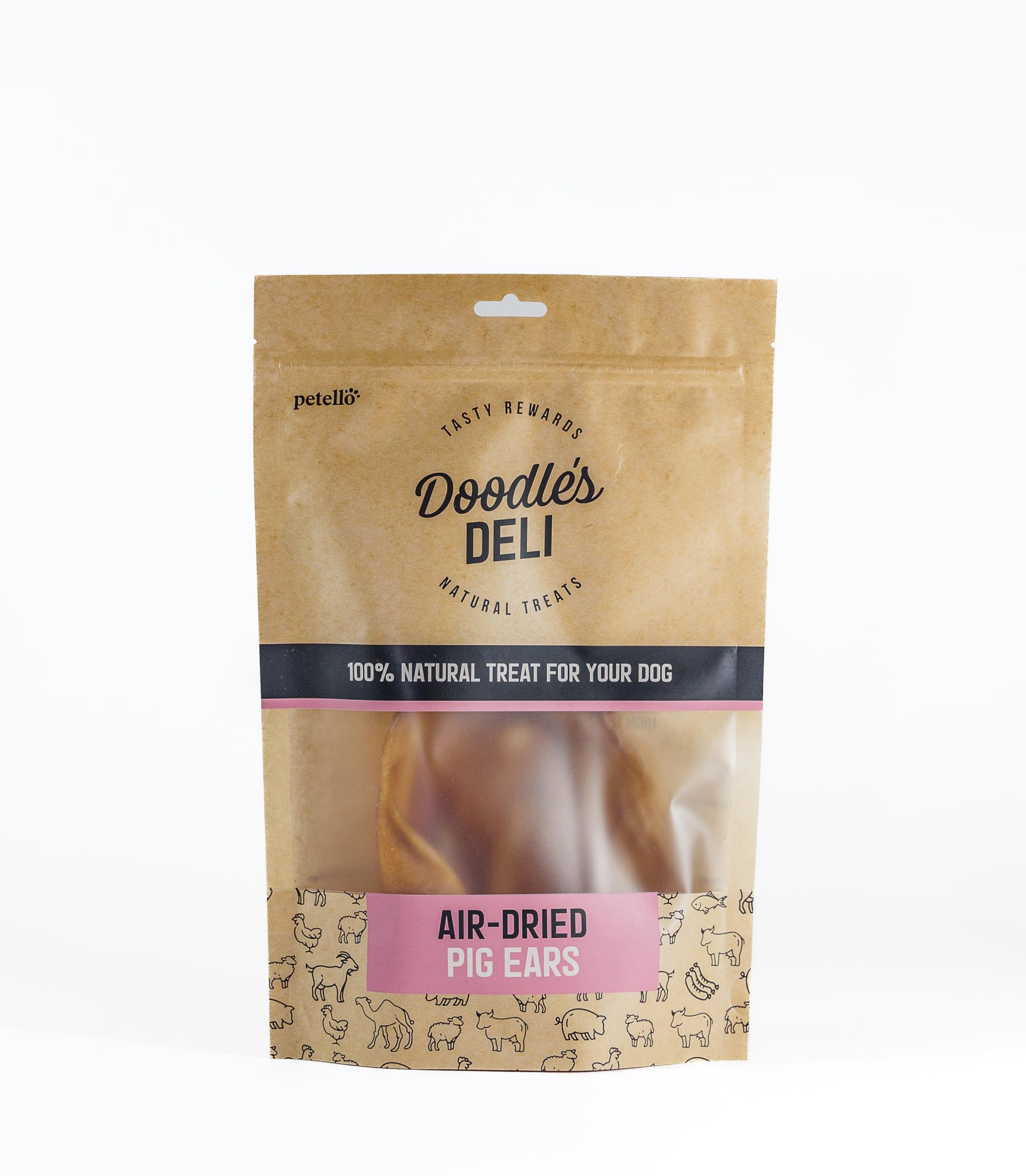 Doodle's Deli Pigs Ears High Protein Easily Digestible Dog Chew Imrove Jaw Strength and Teeth Cleaning Dog Treat Natural Dental Stick Alternative - 100g