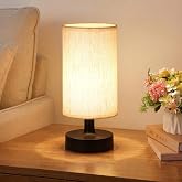 Small Cordless Table Lamp with 4000mAh Rechargeable Battery, Black, 1 Pack | Touch Stepless Dimming, 3000K Warm Light, Beige Fabric Shade, for Bedside, Nightstand, Bedroom, Living Room and Home Decor