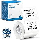POLONO Genuine Thermal Labels for PM220S Label Makers, 1.57"x1.18" (40x30mm) Thermal Label, Waterproof, Multi-Purpose Self-Adhesive Labels for Small Bussiness, Office, School, 230 Labels/Roll (White)