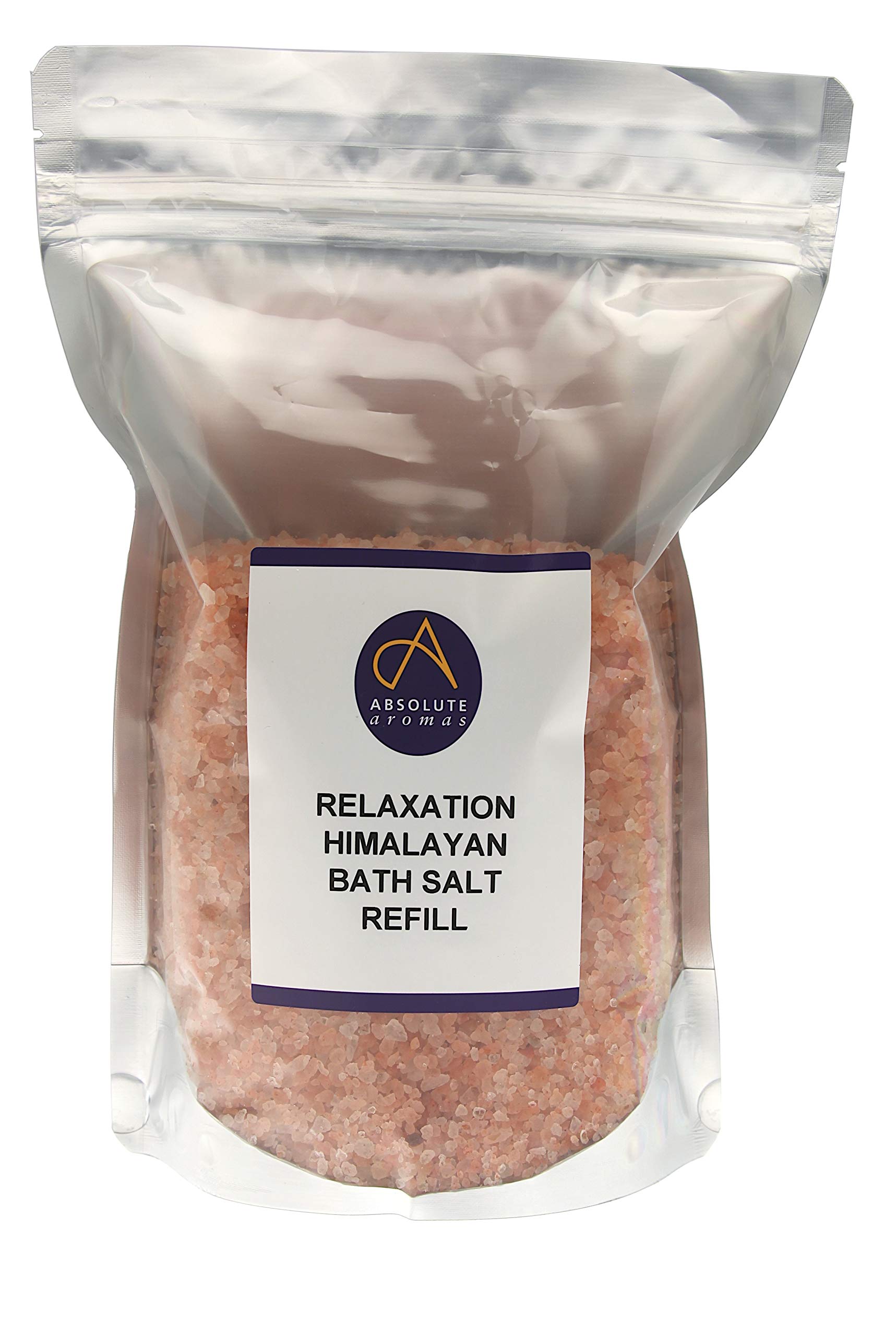 Absolute Aromas Relaxation Bath Salts 1kg - Natural Pink Coarse Himalayan Salt Infused with 100% Pure Essential Oils of Bergamot, Clary Sage, Lavender and Petitgrain — image 1