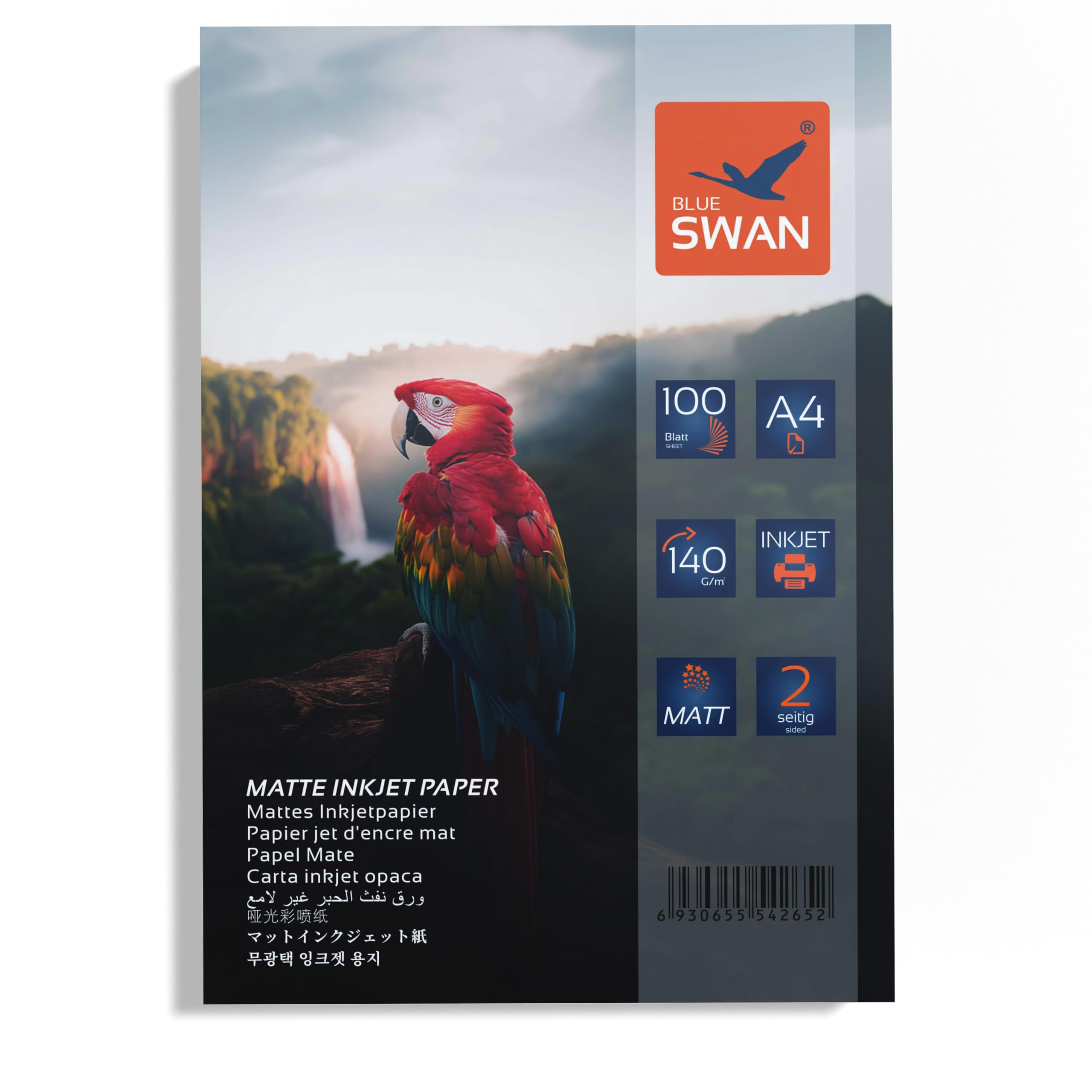 BLUE SWAN A4 Matte Inkjet Photo Paper,100 Sheets,140 g/m², Double-Sided, High Color Brilliance, Low Reflection, Instant Dry, Inkjet Printer Compatible