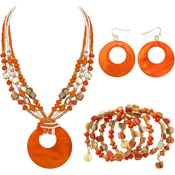 Amazon.com: Africanbeads 1Row Orange Artificial Coral Necklace