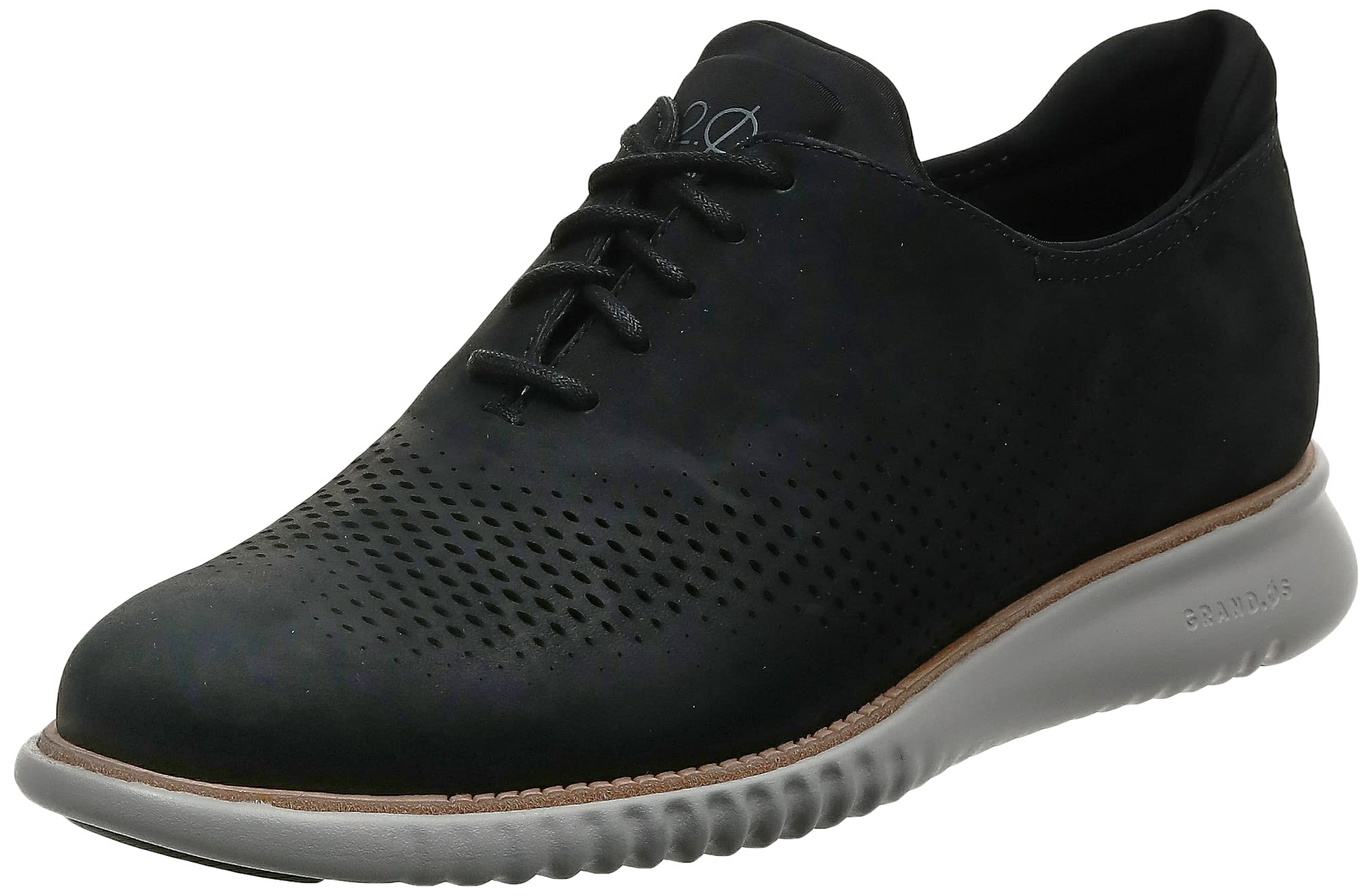 Cole Haan Men's 2.Zerogrand Laser Wingtip Oxford, Black Nubuck/Grey, 12 Wide Image
