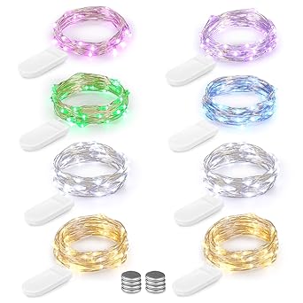 LED Lichterkette Batterie 8er 2M 20 LED Innen Micro Silber Batteriebetriebene Lichterkette für Weihnachten, Hochzeit, Party, 