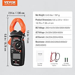 VEVOR Digital Clamp Meter T-RMS, 2000 Counts, 400A