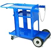 Foxngear Heavy Duty Welding Cart Blue for TIG MIG Welder Plasma Cutter, Large 3-Tier Welder Cart with Gas Bottle Storage, Swivel Caster Wheels, Steel Welding Table, 38.5" L x 15.5" W x 26" H