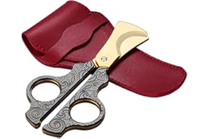 Cigar Cutter, Cigar Scissors, Stainless Steel Wave Pattern with Cow Leather Knife Sheath, a Gift for Cigarette and Cigar Love