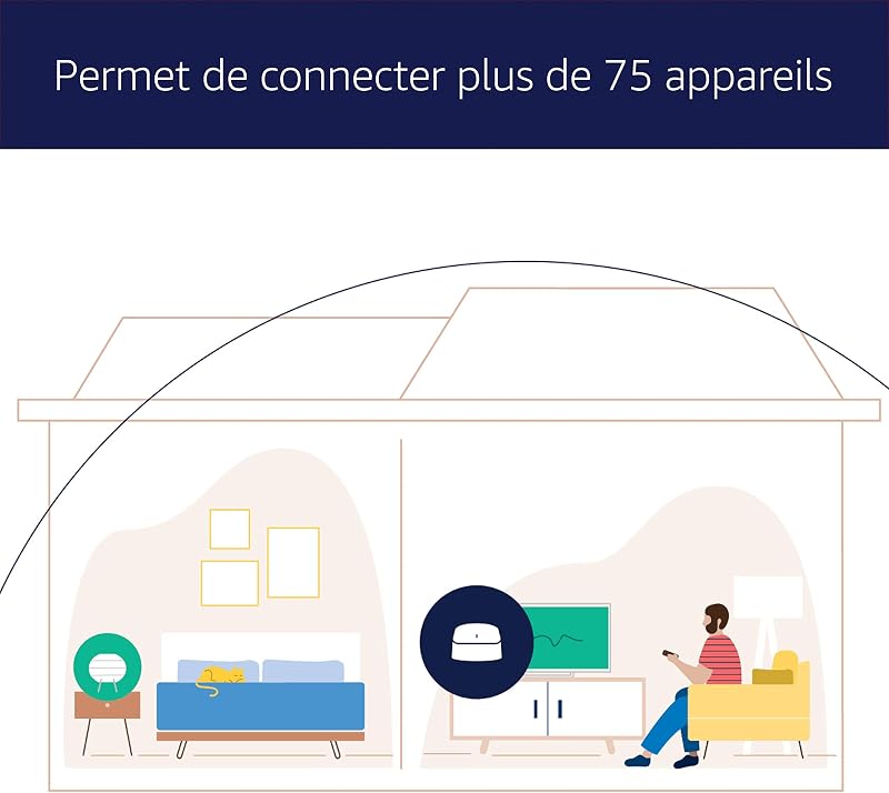 Routeur Wi-Fi maillé Amazon eero 6 | Ethernet 900 Mb/s | Couvre jusqu'à 140 m² | Possibilité de connecter plus de 75 appareils | 1 pièce | Modèle 2021