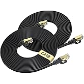 Cat 8 Ethernet Cable 3 FT 2-Pack, BUSOHE 40Gbps 2000MHz Cat8 High Speed Flat Internet Network Patch Cord, SFTP Shielded LAN W