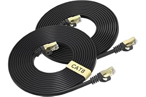 Cat 8 Ethernet Cable 15 FT 2-Pack, BUSOHE 40Gbps 2000MHz Cat8 High Speed Flat Internet Network Patch Cord, SFTP Shielded LAN 