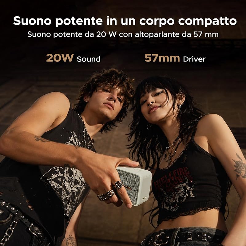 Cassa Portatile 20W Picco,Speaker Wireless IP67 Impermeabile Antipolvere e Antiurto,14 Ore Autonomia,TWS Stereo,Vivavoce,USB TF AUX,Altoparlante Compatto per Casa,Viaggio,Spiaggia e Outdoor