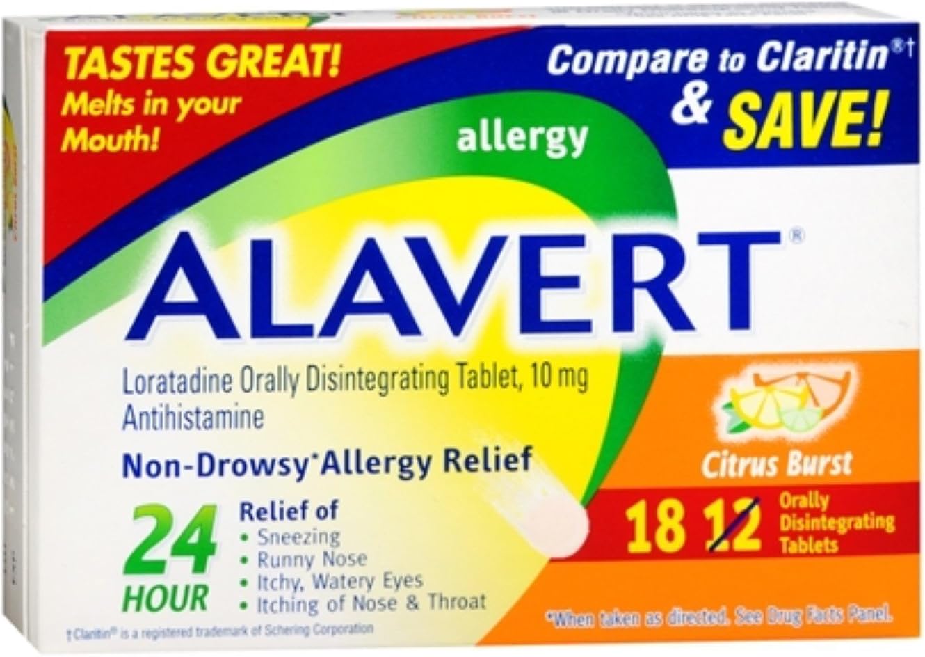AlavertAlavert 24 Hour Orally Disintegrating Tablets Citrus Burst, Citrus Burst 18 tabs (Pack of 3)