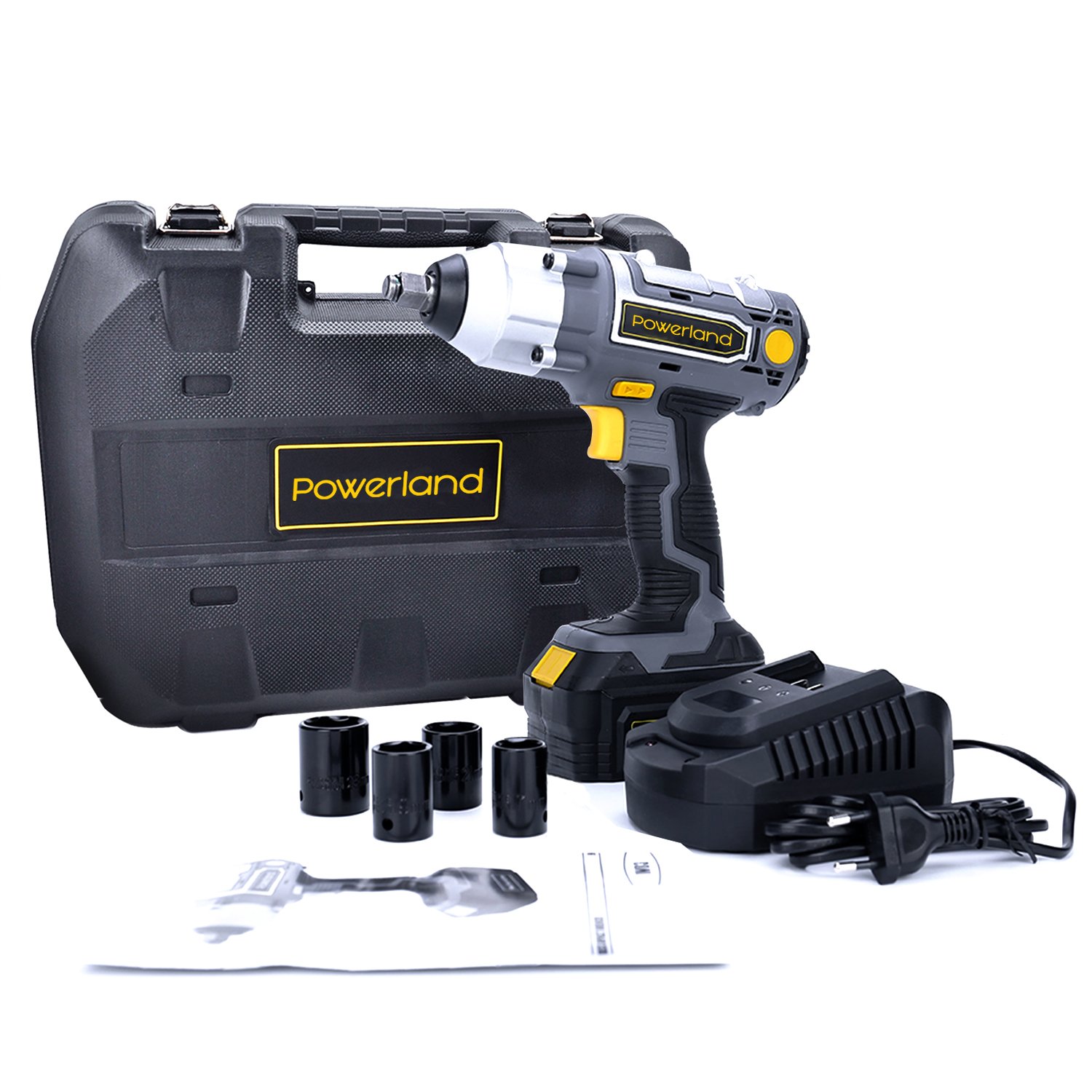 Powerland IW03 Atornillador de impacto inalámbrico, 18 V (cargas pesadas, 1/2 pulgadas)...