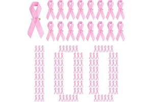 BLOWATA Breast Cancer Awareness Accessories, Breast Cancer Awareness Pins, Official Hope Ribbon Satin Pins Breast Cancer Lapel Brooches Safety Pins Gifts for Fundraising Campaign Event Supplies