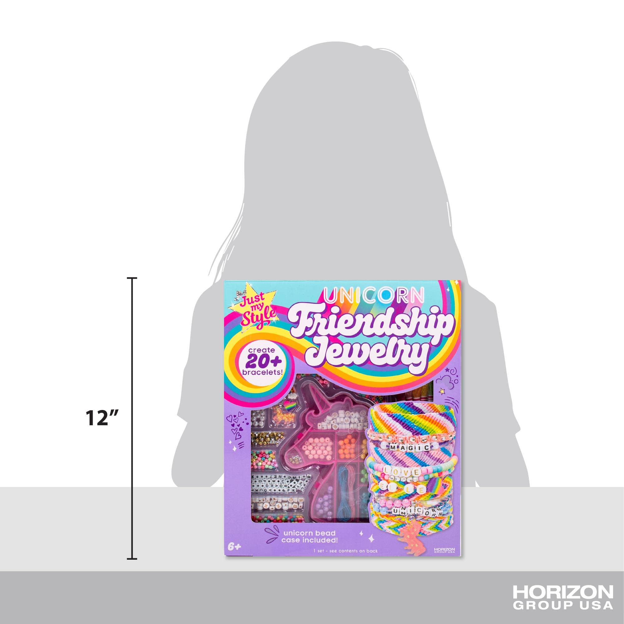 Just My Style Unicorn Friendship Bracelets by Horizon Group USA Create 20+ Bracelets, Kit Includes 1300+ Beads ABC Beads, Metallic Beads Unicorn Storage Case & More