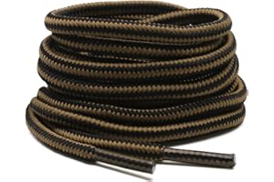 DELELE 2 Pair Round Boot Laces Outdoor Hiking Walking Shoelaces Rope Dual Coloured Striped Shoe Lace Work Shoe Strings