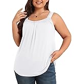 TIANZHU Plus Size Tank Tops for Women Sleeveless Loose Fit Camisole Summer Lace Cute Outfits XL-5XL