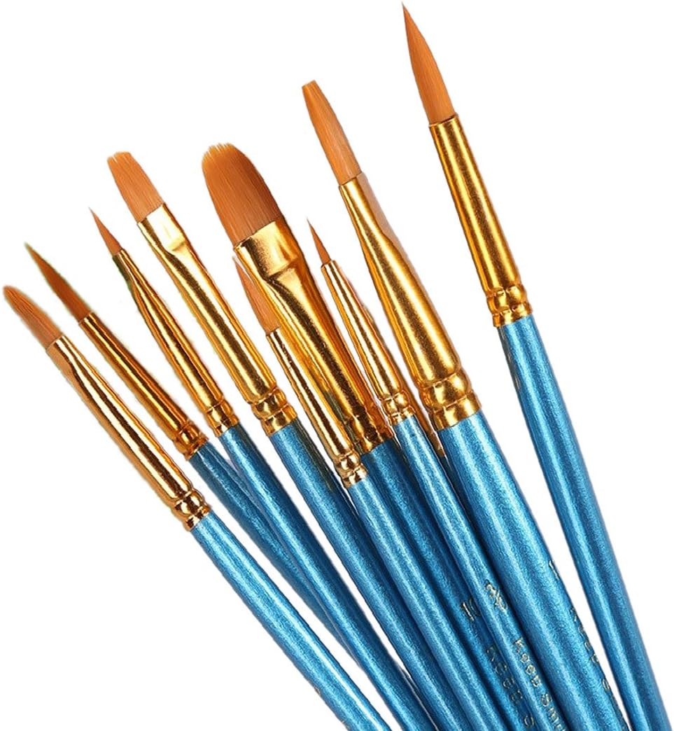ONE HAPPY CHOICE 2 Sets of 10 Pieces Synthetic Hair Paint Brushes, Blue, for Acrylic Oil and Watercolour Painting - Image 3
