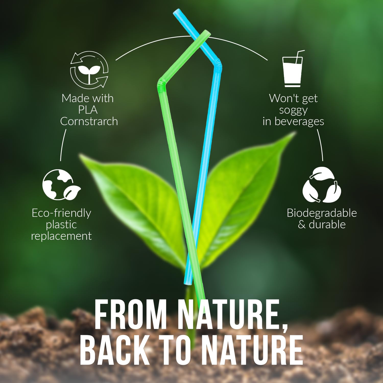 Weemium Compostable Straws - 300 Pack | 100% Plant-Based, Plastic-Free & Biodegradable Straws for Parties - Image 4