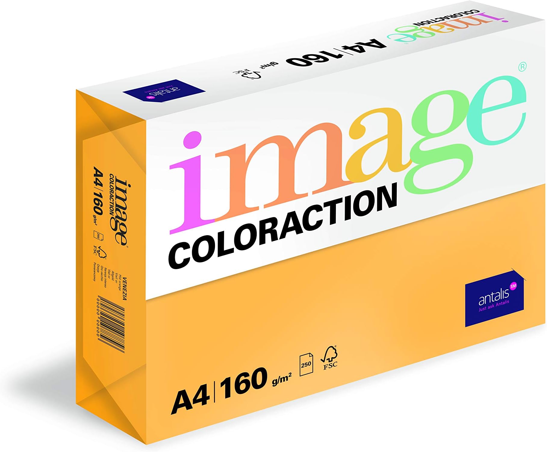 Image Coloraction A4 210 x 297 mm 160 gm2/210 Micron FSC4 Printing Paper - Mid Orange