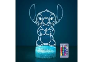Hoofun Stitch Night Light with Timer & Memory,【2025 New Upgraded】 16 Color Changing LED Lamp,Touch & Remote Control, Stitch Gifts for Girls, Kids, Boys,Cute Bedroom Decor for Birthday Christmas Party