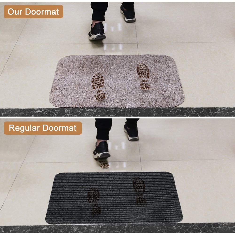 Indoor Outdoor Doormat Non Slip Door Mats Super Absorbent Entrance Rug Carpet with Brush by Yblntek