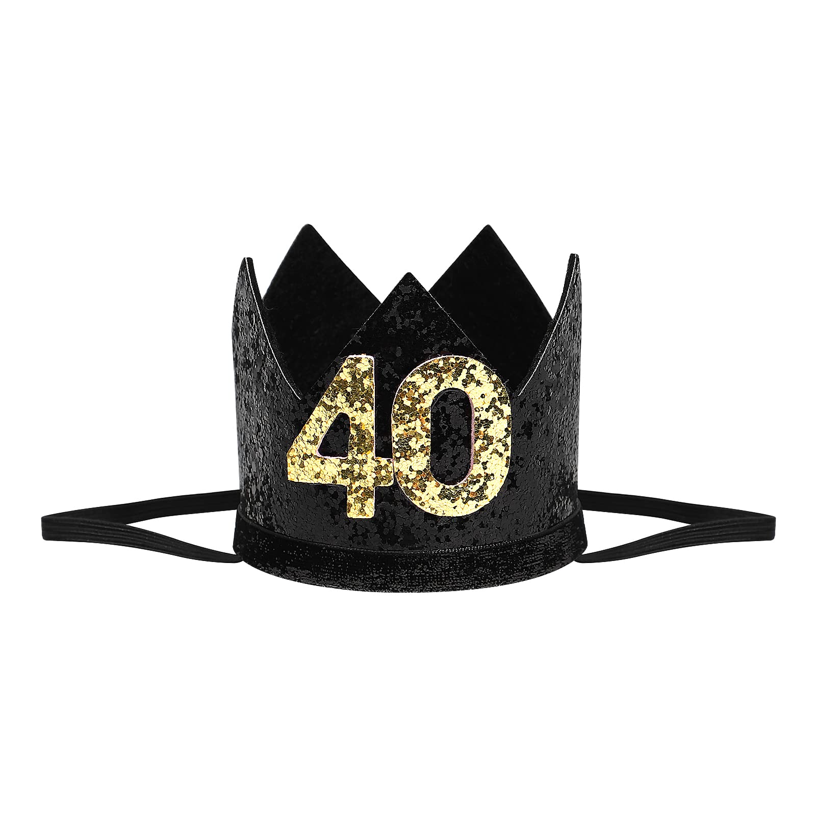 Amosfun 40th Birthday Crown Hats Glitter Birthday Party Headband Happy Birthday Party Hats Decoration Photo Props for Kids And Adults