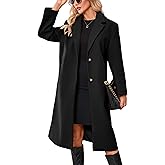 APAFES Womens Wool Coat Notch Lapel Winter Long Single Breasted Peacoat Trench Overcoat