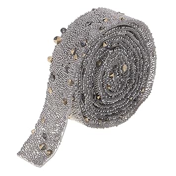Borten mit Beads Grau Baoblaze 1 Yard Strassband selbstklebend Diamant