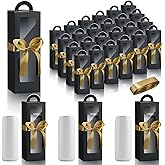 Ctosree 24 Pcs Tumbler Gift Box with Handle for 12oz 16oz 20oz 30oz Clear Wine Glass Gift Box Sublimation Tumblers Heat Press Blanks Bottle for Christmas Wrapping Packaging(Black)
