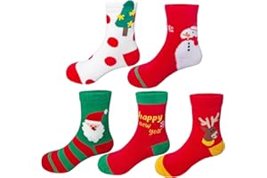 Yderobe Christmas Socks for Boys Girls 5 Pairs Xmas Sock for Unisex Toddler Baby Holiday Carnival Sock Kids Santa Socks