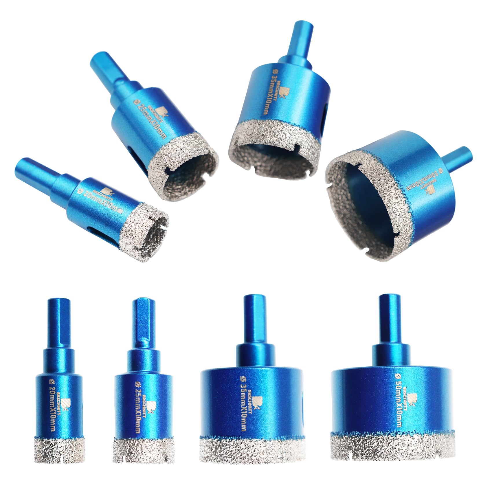 Dry Diamond Core Drill Bit Set,BRSCHNITT 20/25/35/50mm Diamond Hole Saw Core Drill Bit with Triangle Shank for Porcelain Tile Ceramic Stone Granite Marble — image 1