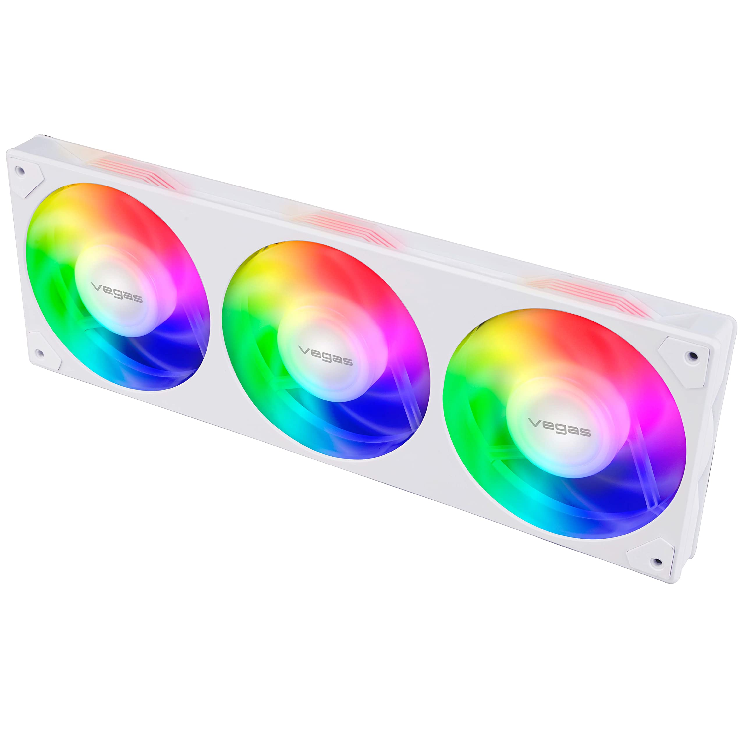 Akasa Vegas A36, White 360mm aRGB Integrated Square Frame Fan, Addressable RGB Motherboard Sync, Anti-Vibration Rubber Pads, PWM Control Fan for Computer Case and CPU Liquid Cooler, AK-FN113-WH