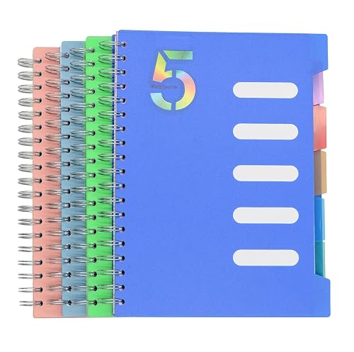 5 Subject Notebook, 4 Pcs 4 Color 10 Inch x 7 Inch B5 Spiral Notebook ...