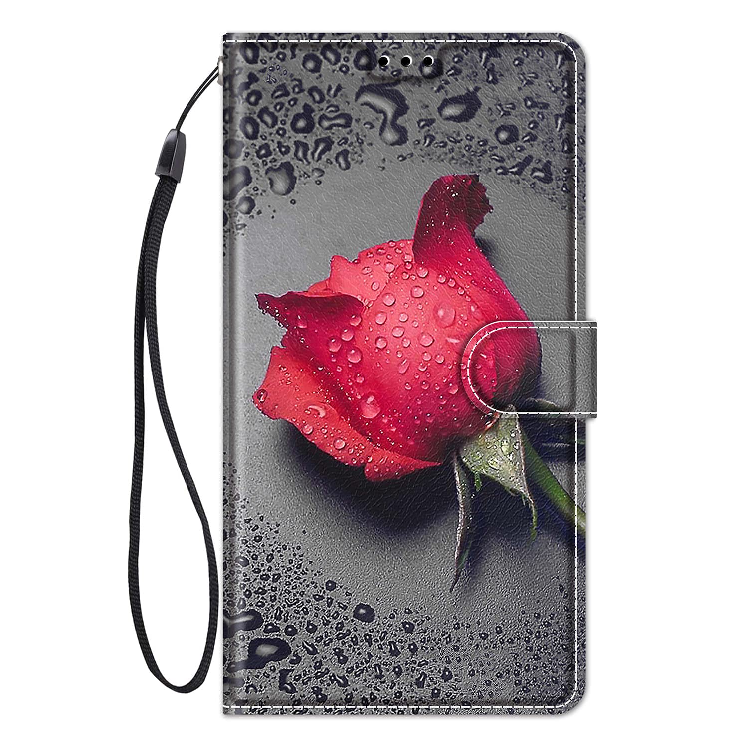 ChoosEU Case for Xiaomi Redmi Note 11 4G / Note 11S 4G Wallet Case Leather Case with Card Slot Holder Flip Cover Design Cute Pattern for Girl Women Shockproof Phone Case - Red Rose