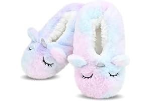 DICUIRD Kid's Animal Slipper Socks, Cartoon Cozy Fleece Indoor Kids Slipper, Fluzzy Warm Bedroom Shoes