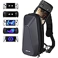 JSAUX Carrying Case for Steam Deck (OLED)/ROG Ally X, Hard Shell Protective Crossbody Double-layer Sling Bag with Multi-Pocke