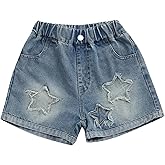 Joe Wenko Girls Denim Shorts Elastic Waist Trendy Summer Clothes for Kids