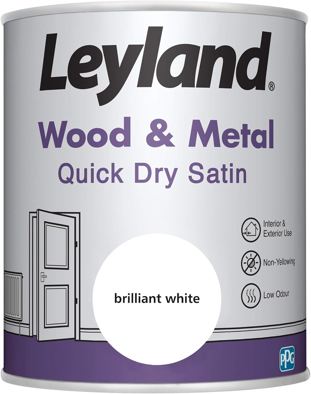 Leyland Wood Metal Quick Dry Satin Brilliant White Paint 750ml