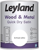 Leyland Wood Metal Quick Dry Satin Brilliant White Paint 750ml