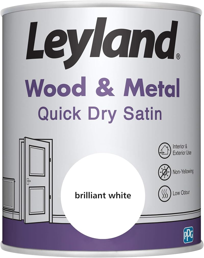 Leyland Wood Metal Quick Dry Satin Brilliant White Paint 750ml